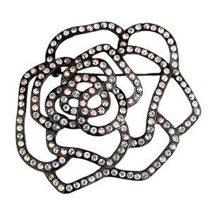 Vintage Joan Rivers Swarovski Crystal Silhouette Rose Pin